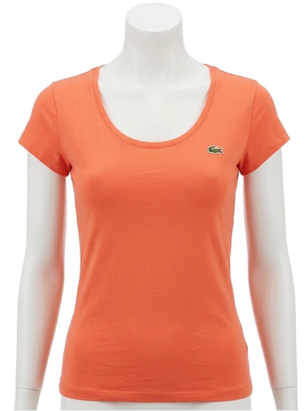 Lacoste Women's Scoop Neck Short Sleeve Tee - Coral Orange